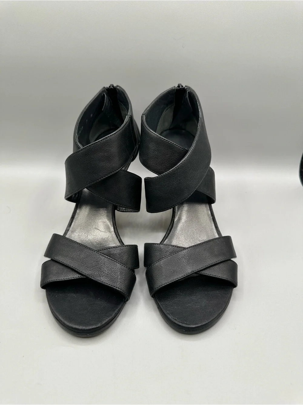 Stuart Weitzman Hugme Stiletto Sandals Leather Cross Cross Women 7 Black